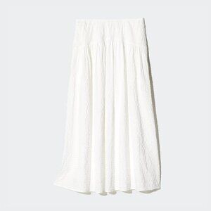 NWOT Uniqlo Seersucker Volume Skirt XXS Off White